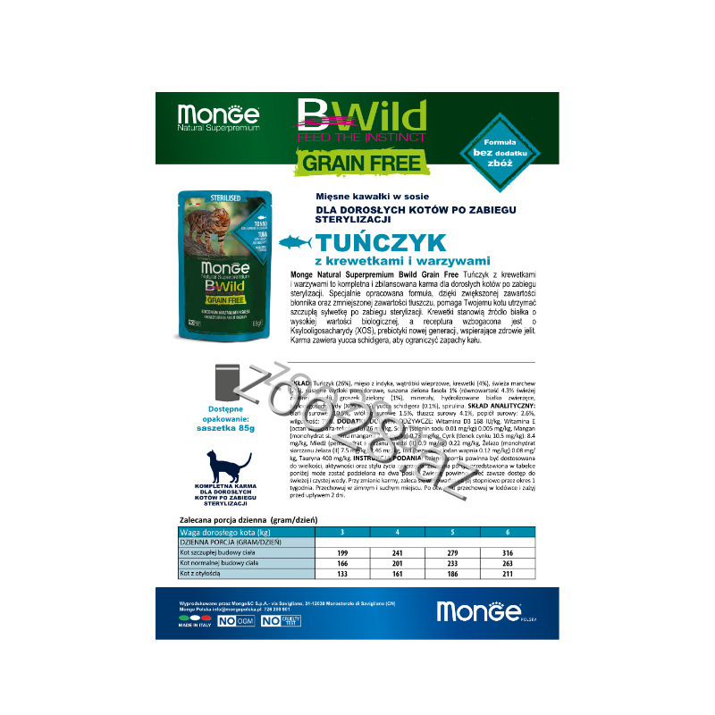 Monge Bwild Sterilized Grain Free Tuna, With Shrimp And Vegetables, 85 g - Cats - Photo 2